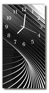 Sklenené hodiny vertikálne Umenie abstrakcie čierna a biela 30x60 cm