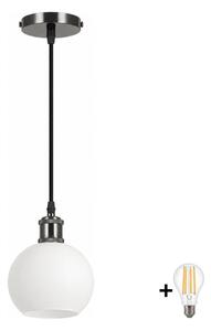 BRILAGI - LED luster na lanku RETRO GLASS 1xE27/60W/230V pr. 15 cm čierna/biela