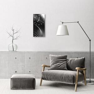 Sklenené hodiny vertikálne Umenie abstrakcie čierna a biela 30x60 cm