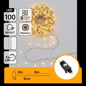 Aigostar - LED vonkajšia vianočná reťaz 100xLED/8 funkcií 5,3m IP44 teplá biela