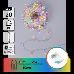 Aigostar - LED vianočný reťazec 20xLED/3xAA 2,3m viacfarebný