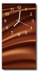 Sklenené hodiny vertikálne Umelecká grafika hnedé tvary 30x60 cm