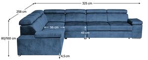 KONDELA Univerzálna rohová sedacia súprava, modrá, MARBELA II ROH 2+3