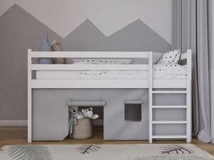 Detská vyvýšená posteľ z masívu borovice PORTO - 200x90 cm - biela