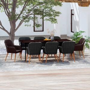 Maison Exclusive – 9-dielna záhradná jedálenská súprava s vankúšmi, čierna