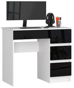 Ak furniture Písací stôl A-7 90 cm biely/čierny pravý
