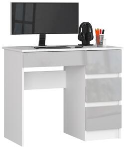 Ak furniture Písací stôl A-7 90 cm biely/sivý pravý