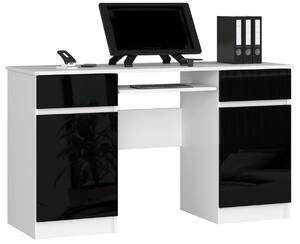 Ak furniture Písací stôl A5 135 cm biely/čierny