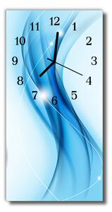 Sklenené hodiny vertikálne Umelecký vzor grafický modrý 30x60 cm