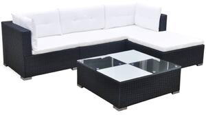 Maison Exclusive – 5-dielna záhradná súprava s vankúšmi z polyrotangu, čierna