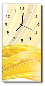 Sklenené hodiny vertikálne Umenie grafika žltá abstrakcie 30x60 cm