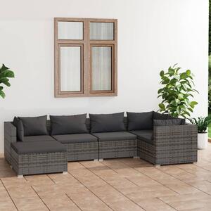 Maison Exclusive – 6-dielna záhradná súprava s vankúšmi Poly Rattan Grey