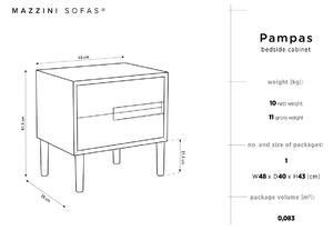 Nočný stolík Pampas 45 × 35 × 51,5 cm MAZZINI SOFAS