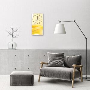 Sklenené hodiny vertikálne Umenie grafika žltá abstrakcie 30x60 cm