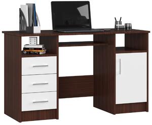 Ak furniture Volně stojící psací stůl Ana 124 cm wenge/bílý