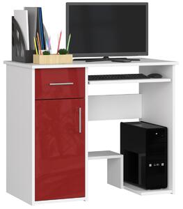 Ak furniture Volně stojící psací stůl Jay 90 cm bílý/červený lesk
