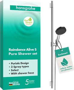 Hansgrohe Raindance Alive Select S 125 3jet EcoSmart Uni.PuroS 900 mm chrómová sprchová súprava, 1 kus