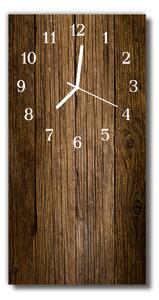 Sklenené hodiny vertikálne Drevená hnedá doska 30x60 cm