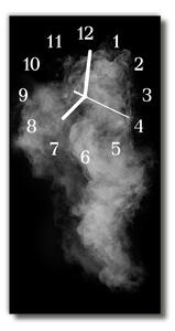 Sklenené hodiny vertikálne Abstrakcie dymu. čiernobiele 30x60 cm
