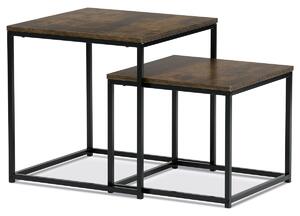 Autronic - Set 2 ks odkládacích stolků, MDF, dekor divoký dub, kov, černý lak - AF-076 OLW AKCE NOVINKA