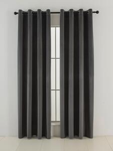 Zamatové zatemňovacie závesy Cesar tmavo sivé - 140 x 160 cm (2ks) - krúžky