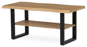 Autronic - Stůl konferenční, 120x60x55 cm, MDF deska, dekor divoký dub, kov, police, černý lak - CT-F4212 OAK AKCE NOVINKA