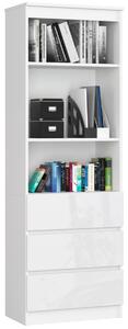 Ak furniture Knižnica Star 60 cm biely mat/biely lesk