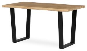 Autronic - Stůl jídelní, 140x80x75 cm, MDF deska, dekor divoký dub, kovová nohy ve tvaru U, černý matný lak - HT-F4214 OAK AKCE NOVINKA