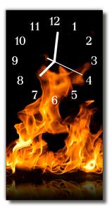 Sklenené hodiny vertikálne Ohnivý krb. farebný plameň 30x60 cm