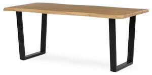 Autronic - Stůl jídelní, 180x90x75 cm, MDF deska, dekor divoký dub, kovová nohy ve tvaru U, černý matný lak - HT-F4218 OAK AKCE NOVINKA