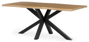 Autronic - Stůl jídelní, 180x90x75 cm, MDF deska, dekor divoký dub, kovová noha ve tvaru hvězdy, černý lak - HT-F4618 OAK AKCE NOVINKA
