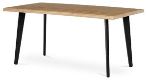 Autronic - Stůl jídelní, 160x90x75 cm, MDF deska, dekor divoký dub, kov, černý lak - HT-F4416 OAK AKCE NOVINKA