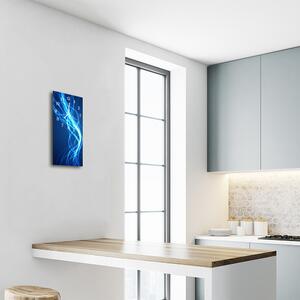 Sklenené hodiny vertikálne Umelecké abstrakcie modrej čiary 30x60 cm