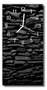 Sklenené hodiny vertikálne Kamenný múr tehla čierna 30x60 cm