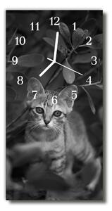 Sklenené hodiny vertikálne Zvieratá mačka zvieratá šedá 30x60 cm