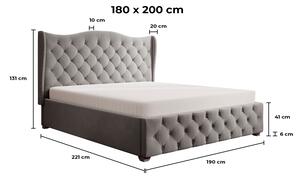 - Luxusná čalúnená posteľ BOLONIA FARBA: tmavosivá, ROZMER: 180 x 200 cm