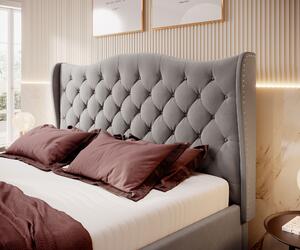 - Luxusná čalúnená posteľ BOLONIA FARBA: tmavosivá, ROZMER: 180 x 200 cm