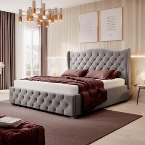 - Luxusná čalúnená posteľ BOLONIA FARBA: tmavosivá, ROZMER: 180 x 200 cm