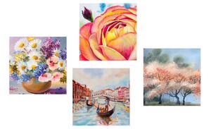 Set obrazov romantické Benátky s kvetmi