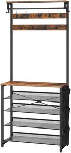 Předsíňový věšák s botníkem Vasagle Mino 75 cm černý/hnědý