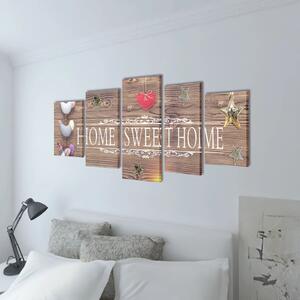 Sada obrazov na stenu s nápisom Home Sweet Home 100 x 50 cm