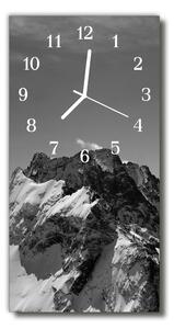 Sklenené hodiny vertikálne Príroda horský vrchol sivý 30x60 cm