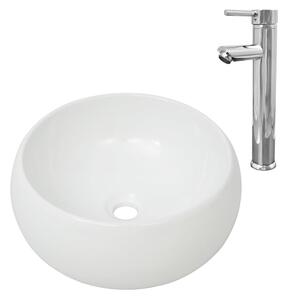 Kúpeľňové umývadlo s pákovým kohútikom okrúhle biele
