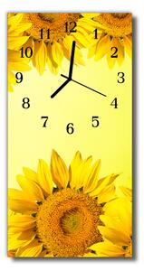 Sklenené hodiny vertikálne Kvety slnečnica žltá 30x60 cm
