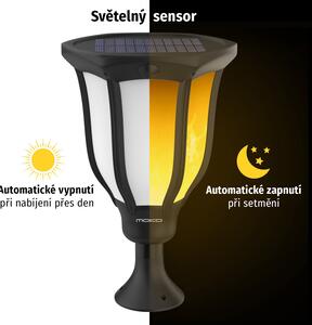 Bezdoteku LEDSolar 168 solárne vonkajšie lampáš lucerna 1 ks, so senzorom, bezdrôtové, IPRO, 1W, teplá farba