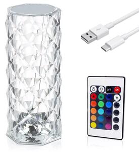 Izoxis 22518 Krištáľová LED stolná lampa, 16 farieb, dotykový panel, diaľkové ovládanie, 400 mAh