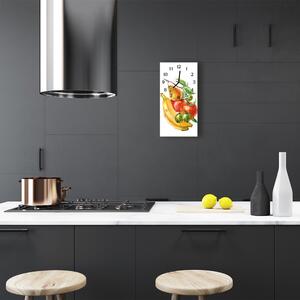 Nástenné hodiny vertikálne Kuchynské ovocie banány akvarel 30x60 cm