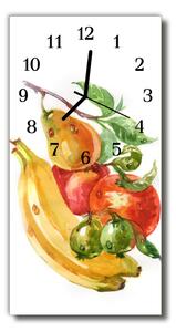 Nástenné hodiny vertikálne Kuchynské ovocie banány akvarel 30x60 cm