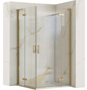 Rea Hugo, sprchová kabína 100(dvere) x 90(dvere) x 200,5 cm, 6mm číre sklo, zlatý matný profil, KPL-K0841