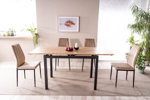 Stolička ATENA béžová (látka Bluvel 28) - moderná, čalúnená, zamatová, do obývačky, jedálne, kancelárie, kuchyne